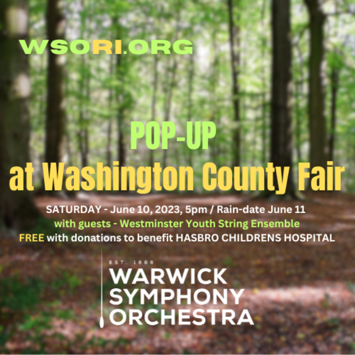 WSO *Free* POPUP Concert Washington County Fairgrounds EastBayRI